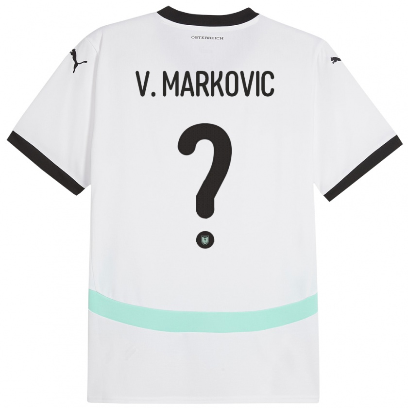 Kandiny Enfant Maillot Autriche Vasilije Markovic #0 Blanc Tenues Extérieur 24-26 T-Shirt