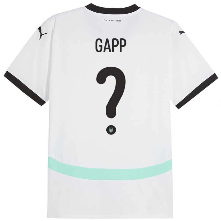 Kandiny Enfant Maillot Autriche Alexander Gapp #0 Blanc Tenues Extérieur 24-26 T-Shirt