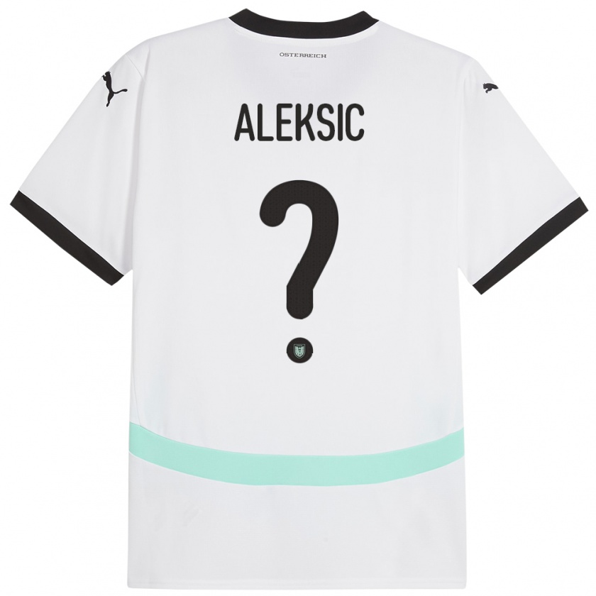 Kandiny Enfant Maillot Autriche Filip Aleksic #0 Blanc Tenues Extérieur 24-26 T-Shirt