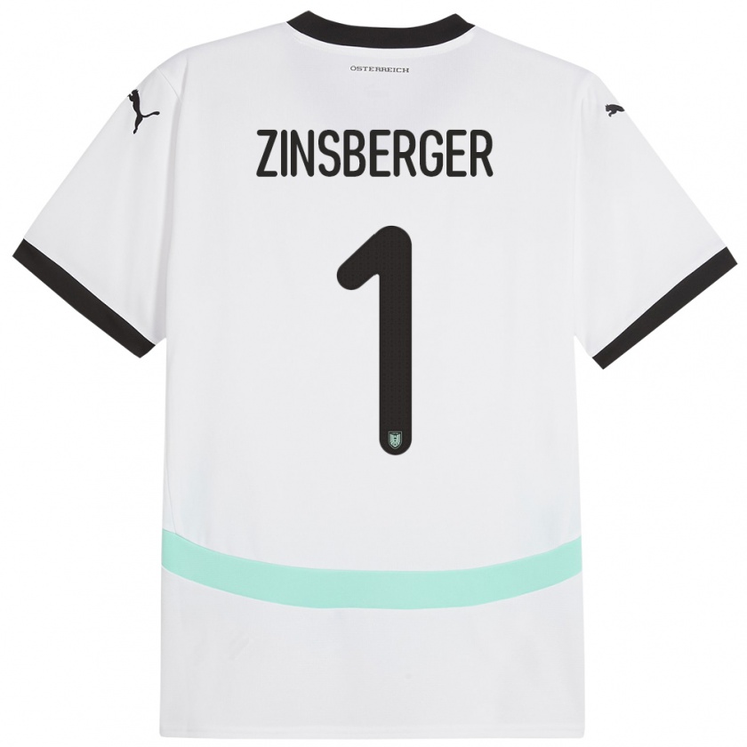 Kandiny Enfant Maillot Autriche Manuela Zinsberger #1 Blanc Tenues Extérieur 24-26 T-Shirt