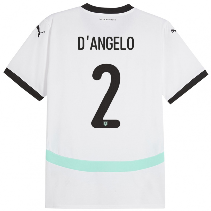 Kandiny Enfant Maillot Autriche Chiara D’Angelo #2 Blanc Tenues Extérieur 24-26 T-Shirt