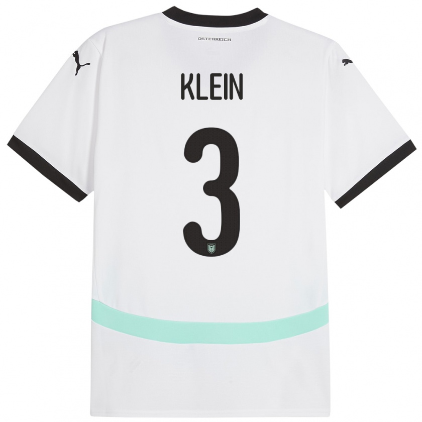 Kandiny Enfant Maillot Autriche Jennifer Klein #3 Blanc Tenues Extérieur 24-26 T-Shirt