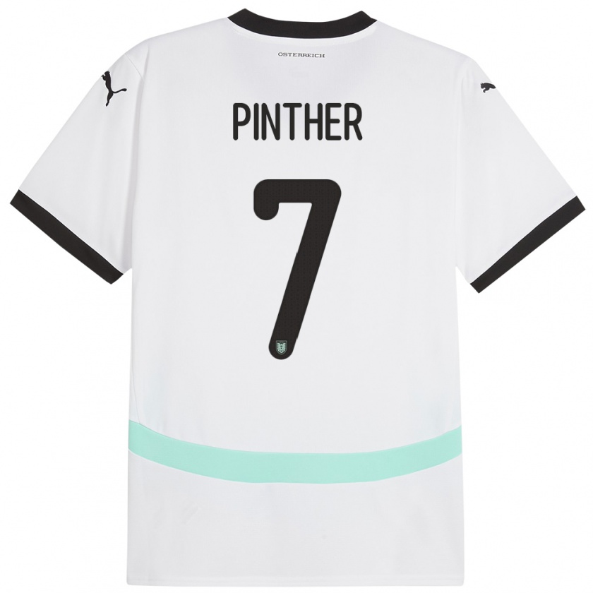 Kandiny Enfant Maillot Autriche Viktoria Pinther #7 Blanc Tenues Extérieur 24-26 T-Shirt