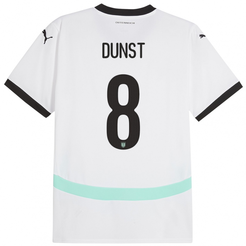 Kandiny Enfant Maillot Autriche Barbara Dunst #8 Blanc Tenues Extérieur 24-26 T-Shirt