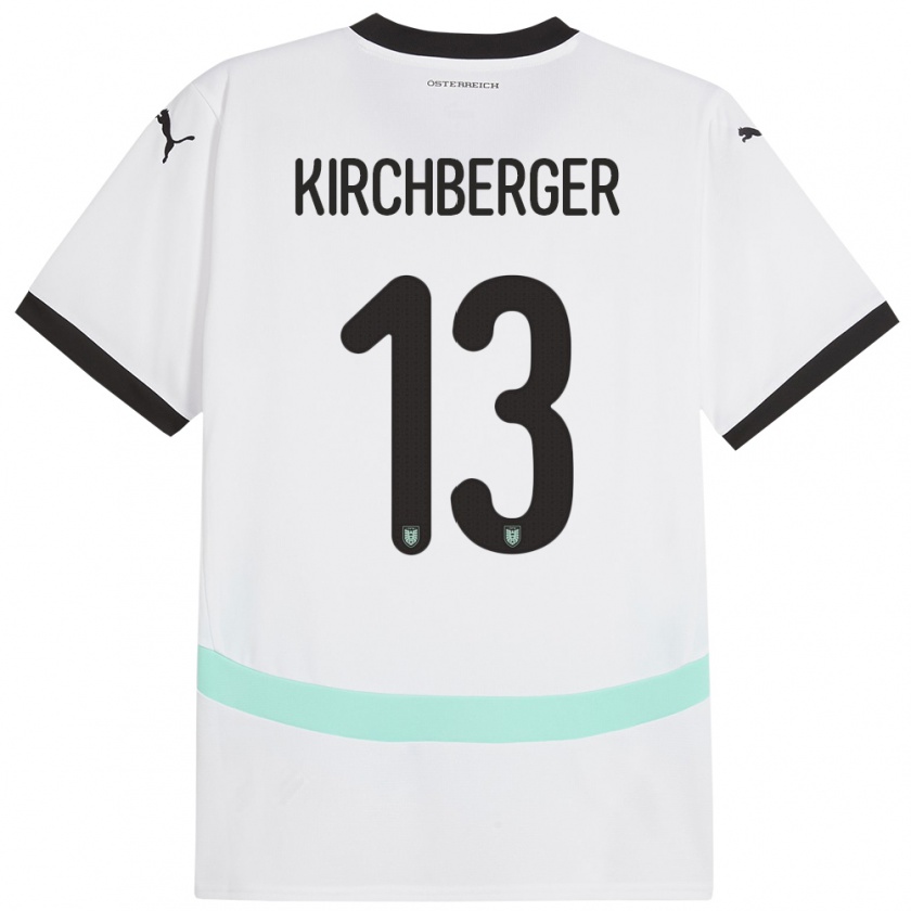 Kandiny Enfant Maillot Autriche Virginia Kirchberger #13 Blanc Tenues Extérieur 24-26 T-Shirt