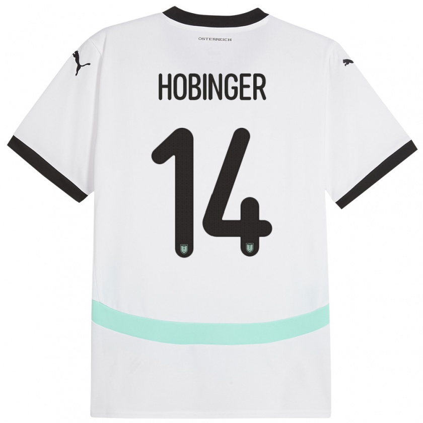 Kandiny Enfant Maillot Autriche Marie Höbinger #14 Blanc Tenues Extérieur 24-26 T-Shirt