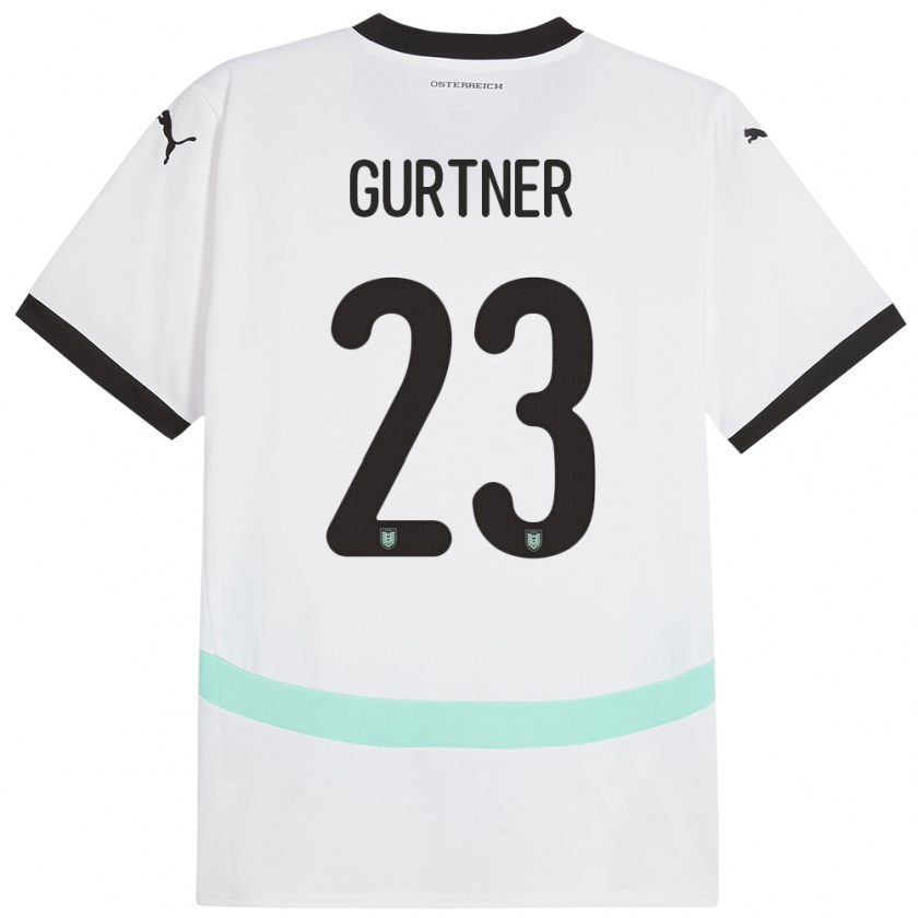 Kandiny Enfant Maillot Autriche Andrea Gurtner #23 Blanc Tenues Extérieur 24-26 T-Shirt