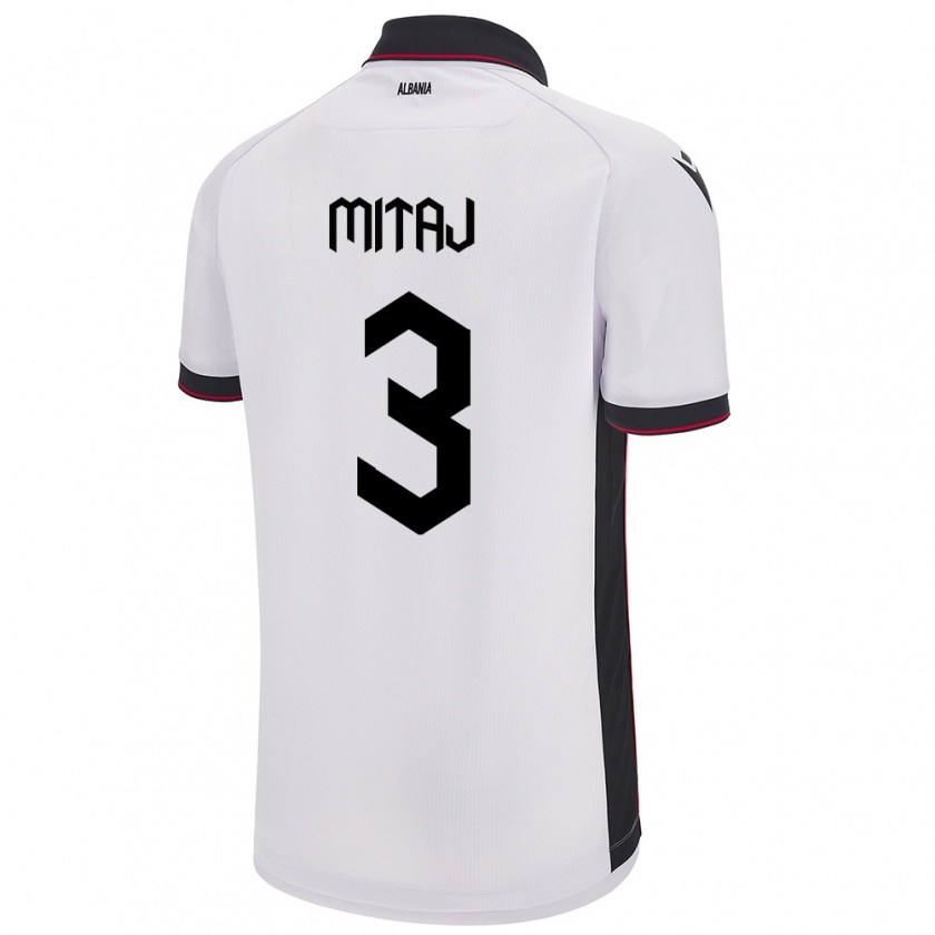 Kandiny Enfant Maillot Albanie Mario Mitaj #3 Blanc Tenues Extérieur 24-26 T-Shirt