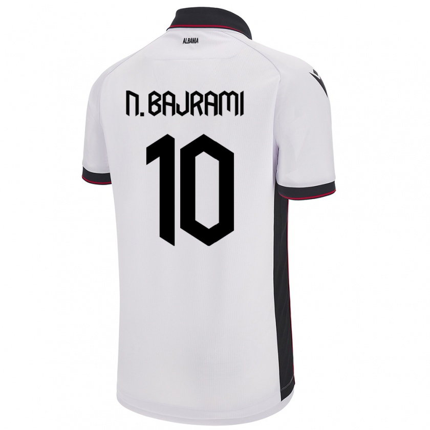 Kandiny Enfant Maillot Albanie Nedim Bajrami #10 Blanc Tenues Extérieur 24-26 T-Shirt