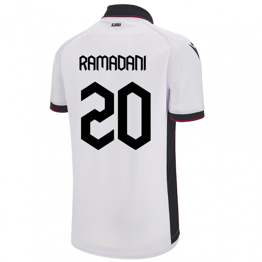 Kandiny Enfant Maillot Albanie Ylber Ramadani #20 Blanc Tenues Extérieur 24-26 T-Shirt