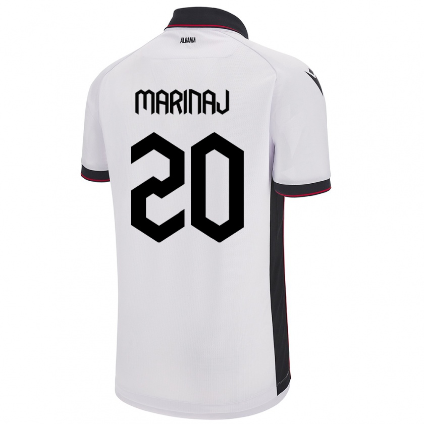 Kandiny Enfant Maillot Albanie Kledi Marinaj #20 Blanc Tenues Extérieur 24-26 T-Shirt