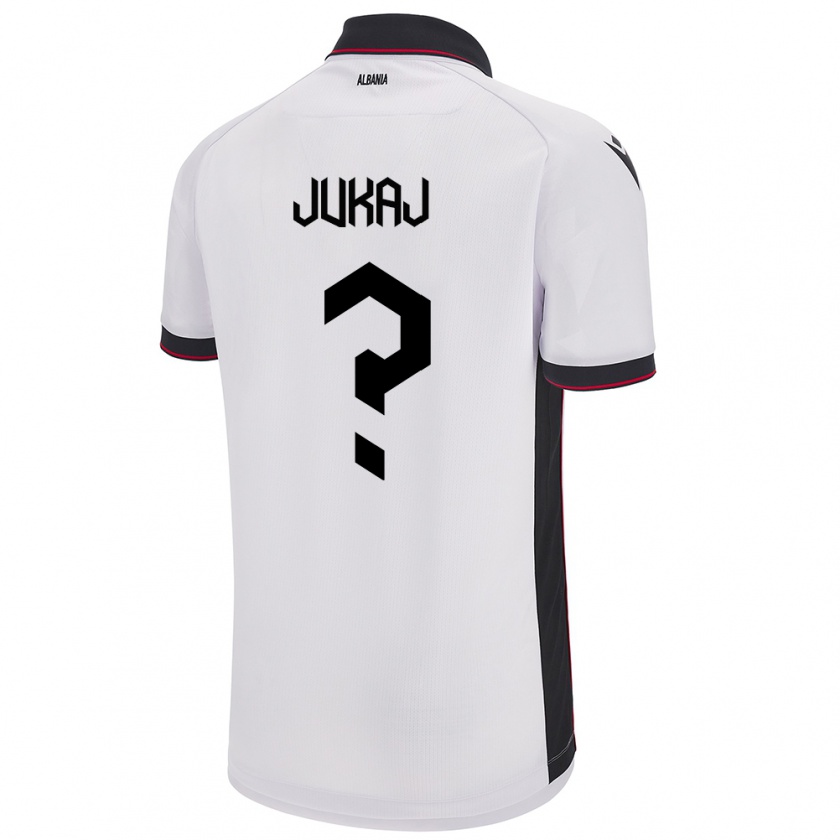 Kandiny Enfant Maillot Albanie Aron Jukaj #0 Blanc Tenues Extérieur 24-26 T-Shirt