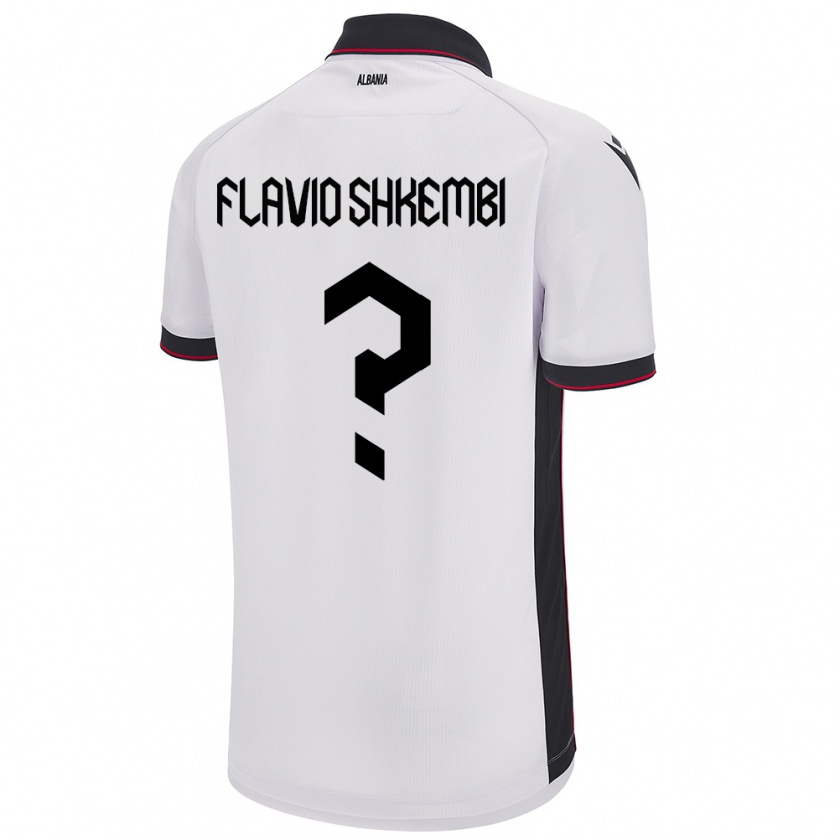 Kandiny Enfant Maillot Albanie Flavio Shkembi #0 Blanc Tenues Extérieur 24-26 T-Shirt