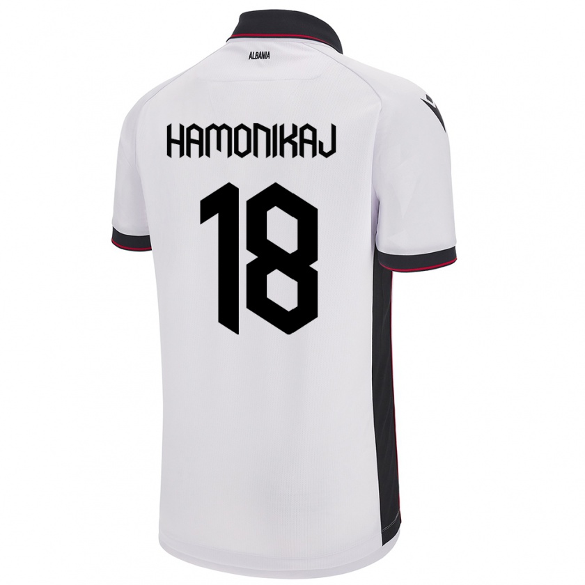 Kandiny Enfant Maillot Albanie Klea Hamonikaj #18 Blanc Tenues Extérieur 24-26 T-Shirt