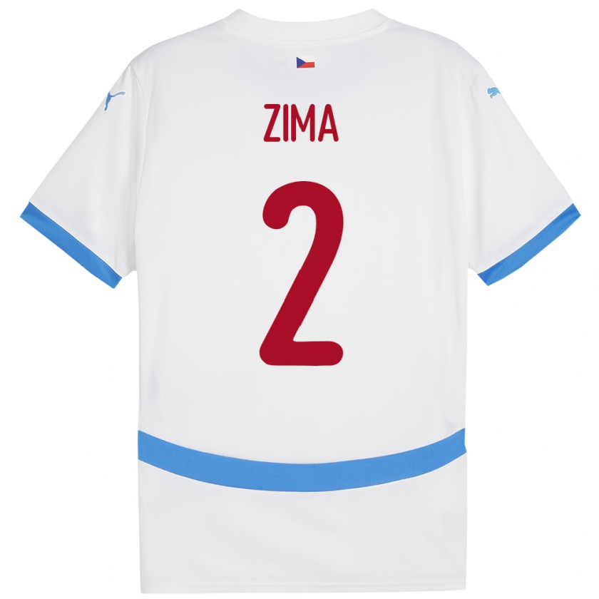 Kandiny Enfant Maillot Tchéquie David Zima #2 Blanc Tenues Extérieur 24-26 T-Shirt