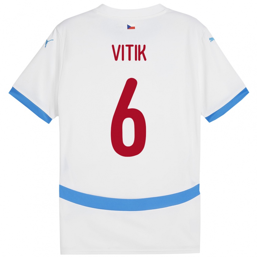 Kandiny Enfant Maillot Tchéquie Martin Vitík #6 Blanc Tenues Extérieur 24-26 T-Shirt