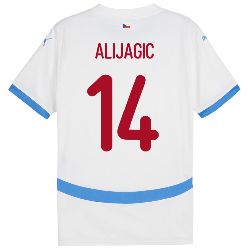 Kandiny Enfant Maillot Tchéquie Denis Alijagic #14 Blanc Tenues Extérieur 24-26 T-Shirt