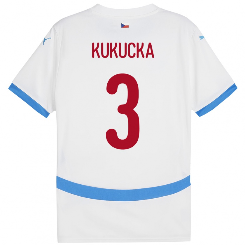 Kandiny Enfant Maillot Tchéquie Ondrej Kukucka #3 Blanc Tenues Extérieur 24-26 T-Shirt