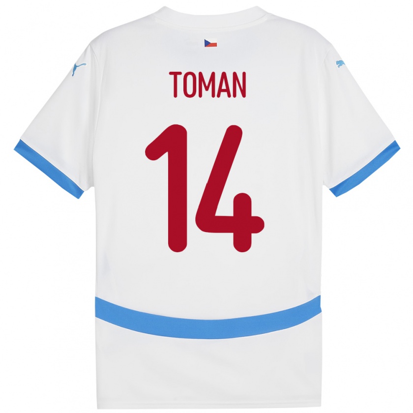 Kandiny Enfant Maillot Tchéquie Zdenek Toman #14 Blanc Tenues Extérieur 24-26 T-Shirt