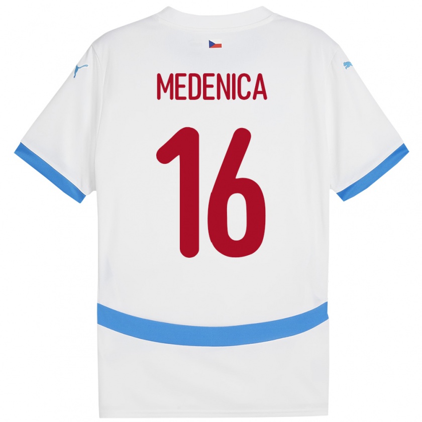 Kandiny Enfant Maillot Tchéquie Djordjije Medenica #16 Blanc Tenues Extérieur 24-26 T-Shirt