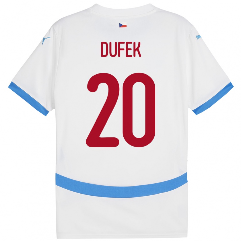 Kandiny Enfant Maillot Tchéquie Jakub Dufek #20 Blanc Tenues Extérieur 24-26 T-Shirt