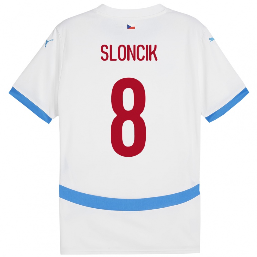 Kandiny Enfant Maillot Tchéquie Simon Sloncik #8 Blanc Tenues Extérieur 24-26 T-Shirt