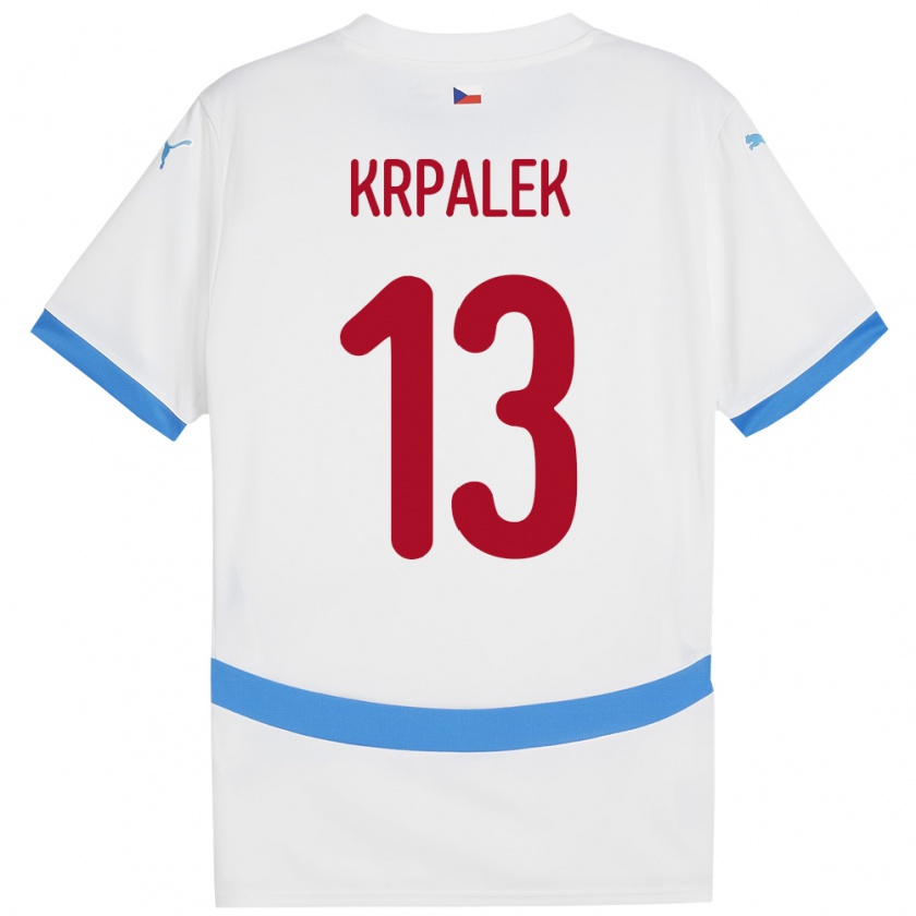 Kandiny Enfant Maillot Tchéquie Dennis Krpalek #13 Blanc Tenues Extérieur 24-26 T-Shirt