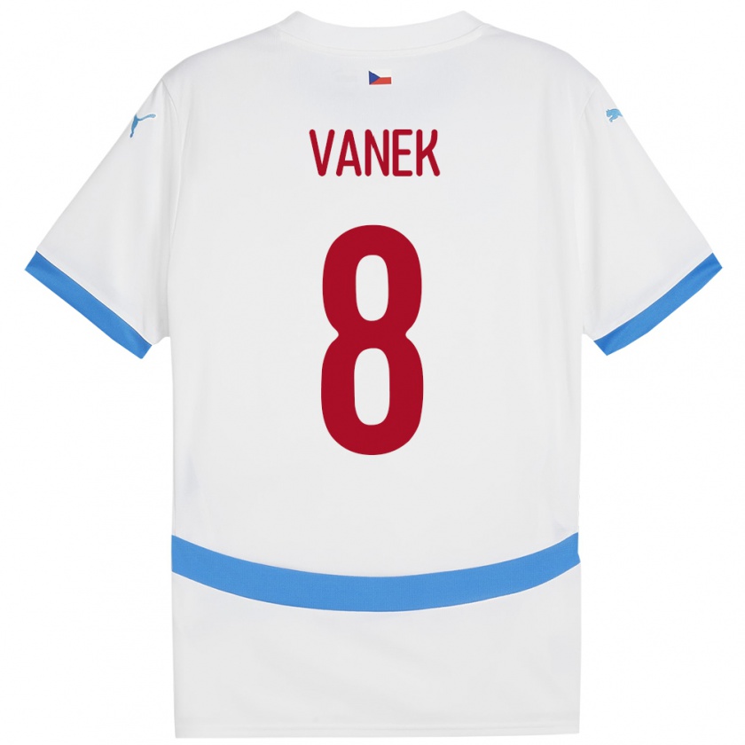 Kandiny Enfant Maillot Tchéquie Lukas Vanek #8 Blanc Tenues Extérieur 24-26 T-Shirt