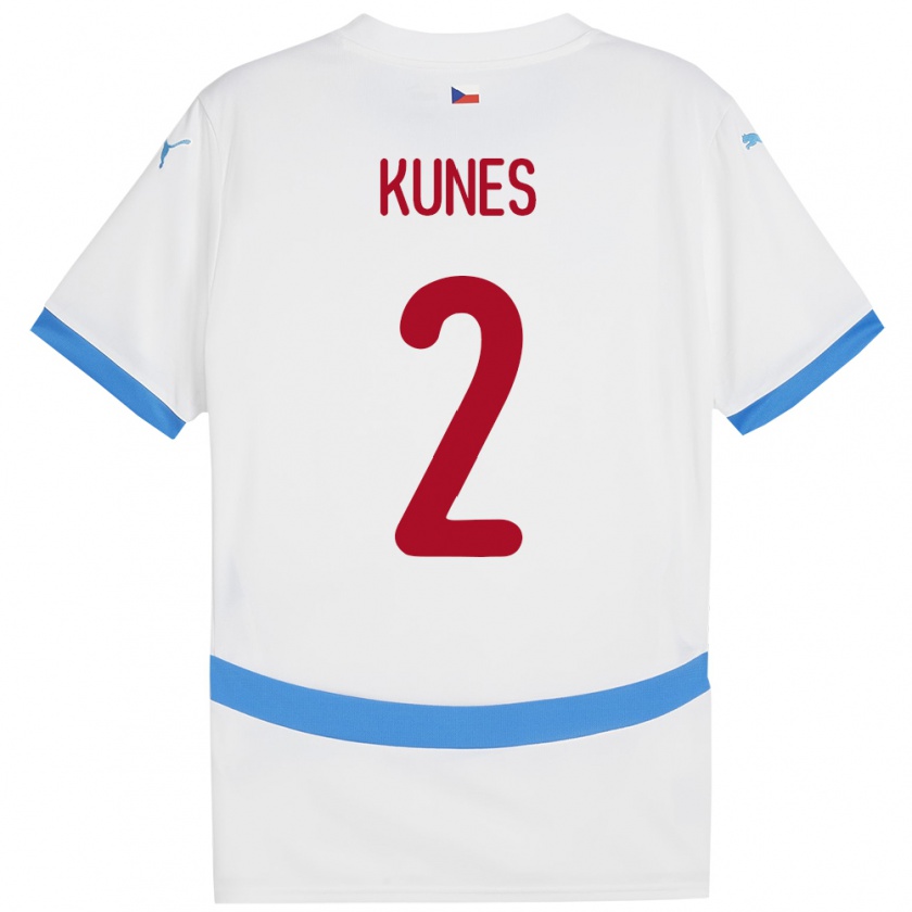 Kandiny Enfant Maillot Tchéquie Jan Kunes #2 Blanc Tenues Extérieur 24-26 T-Shirt