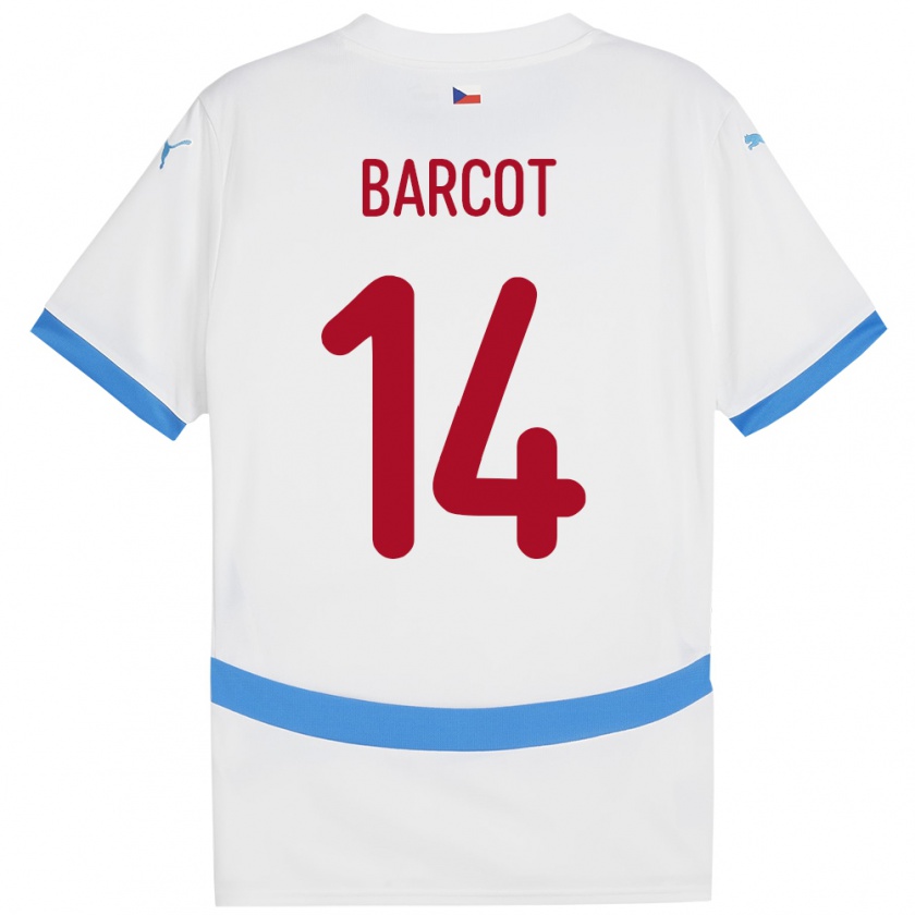 Kandiny Enfant Maillot Tchéquie David Barcot #14 Blanc Tenues Extérieur 24-26 T-Shirt