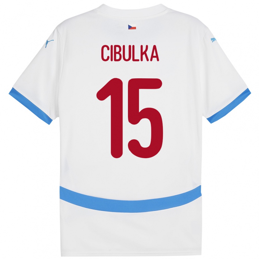 Kandiny Enfant Maillot Tchéquie Oskar Cibulka #15 Blanc Tenues Extérieur 24-26 T-Shirt