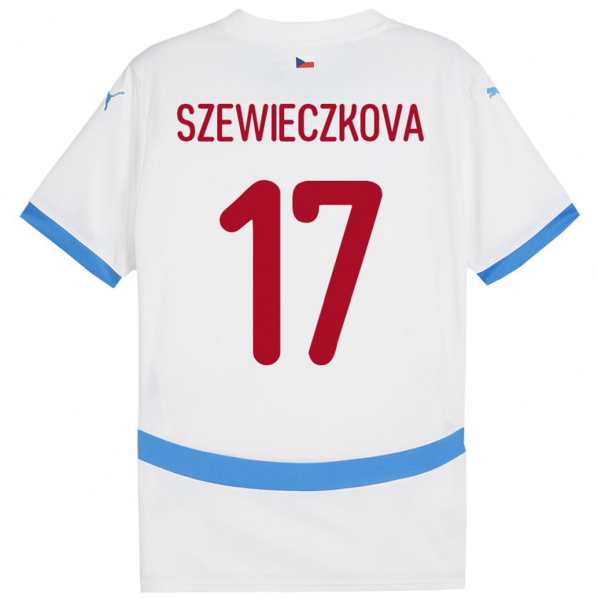 Kandiny Enfant Maillot Tchéquie Tereza Szewieczková #17 Blanc Tenues Extérieur 24-26 T-Shirt