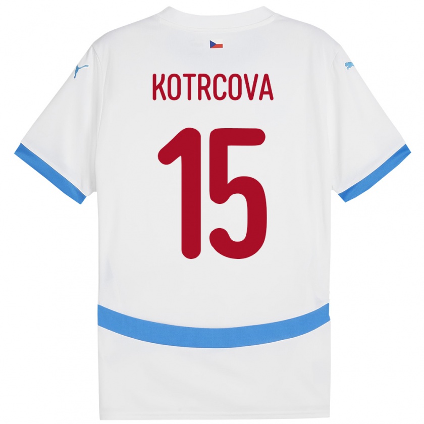 Kandiny Enfant Maillot Tchéquie Kateřina Kotrčová #15 Blanc Tenues Extérieur 24-26 T-Shirt