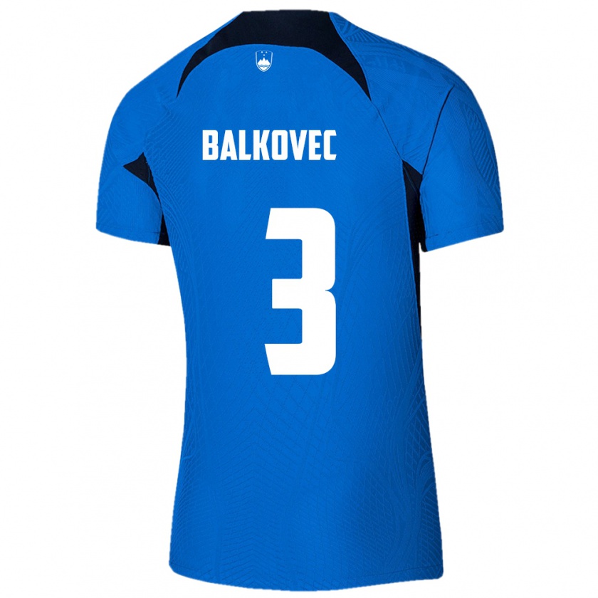 Kandiny Enfant Maillot Slovénie Jure Balkovec #3 Bleu Tenues Extérieur 24-26 T-Shirt