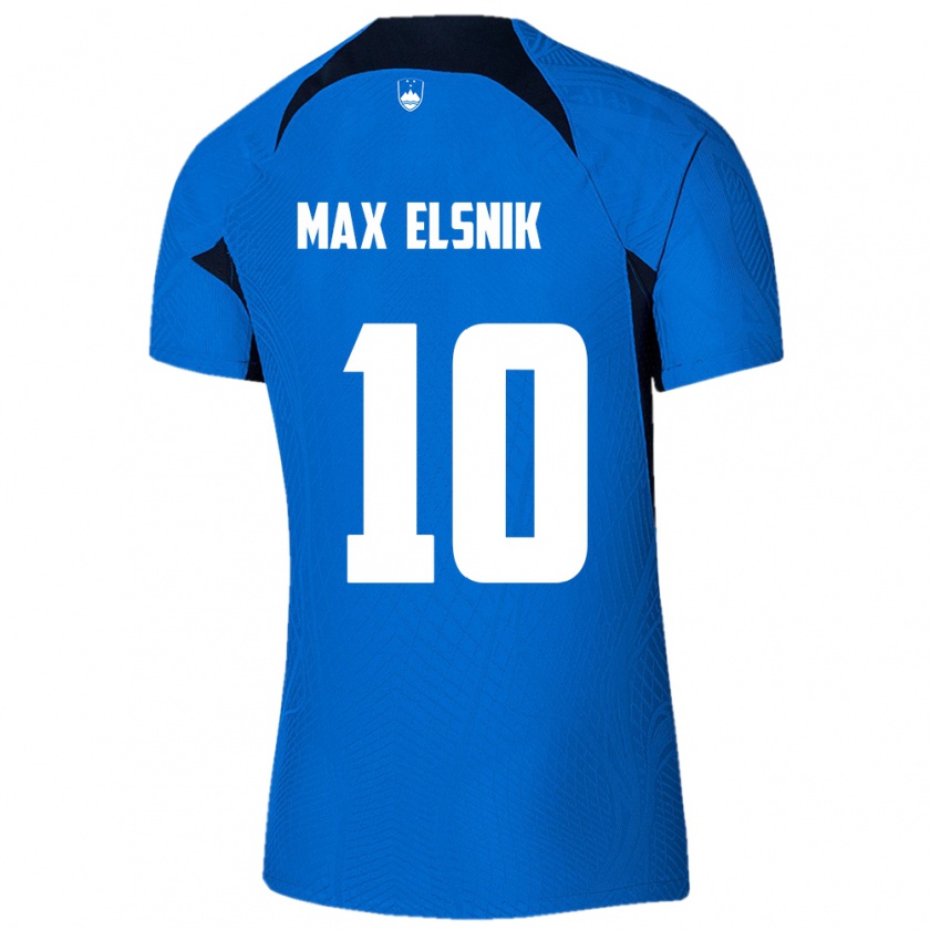 Kandiny Enfant Maillot Slovénie Timi Max Elsnik #10 Bleu Tenues Extérieur 24-26 T-Shirt