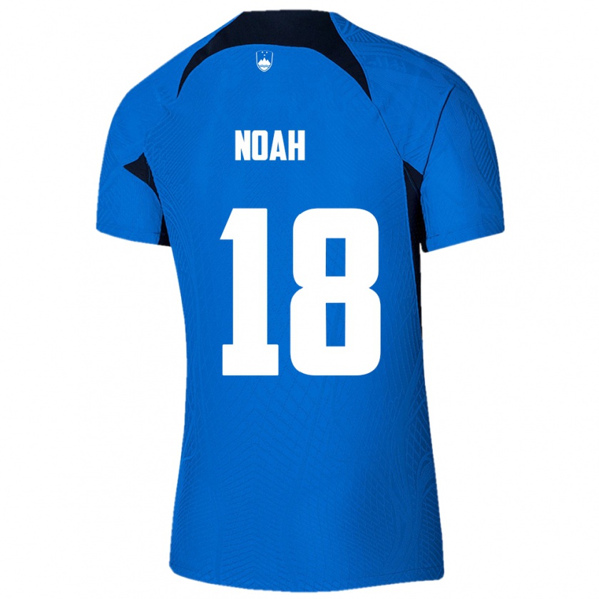 Kandiny Enfant Maillot Slovénie Noah Weißbach #18 Bleu Tenues Extérieur 24-26 T-Shirt