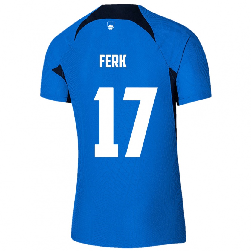 Kandiny Enfant Maillot Slovénie Matic Ferk #17 Bleu Tenues Extérieur 24-26 T-Shirt