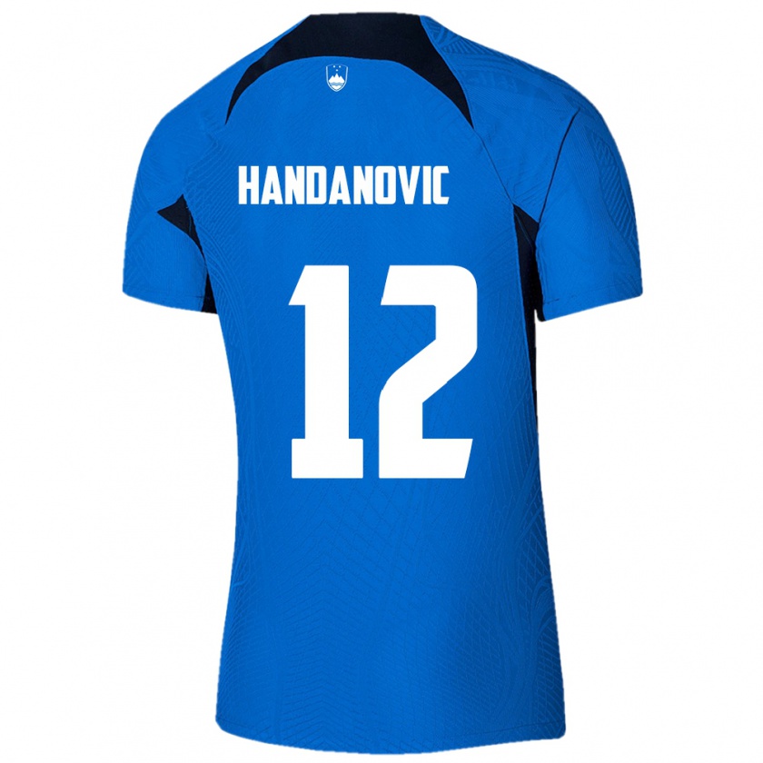 Kandiny Enfant Maillot Slovénie Tanej Handanovic #12 Bleu Tenues Extérieur 24-26 T-Shirt