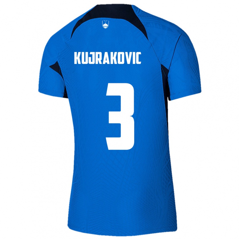 Kandiny Enfant Maillot Slovénie Minel Kujrakovic #3 Bleu Tenues Extérieur 24-26 T-Shirt