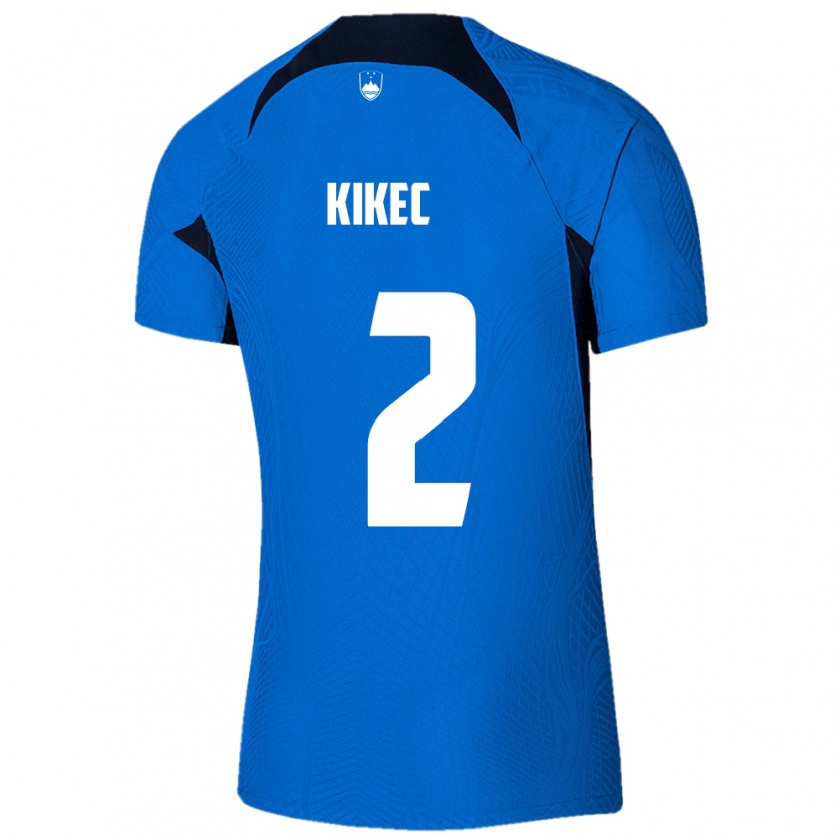 Kandiny Enfant Maillot Slovénie Timon Kikec #2 Bleu Tenues Extérieur 24-26 T-Shirt