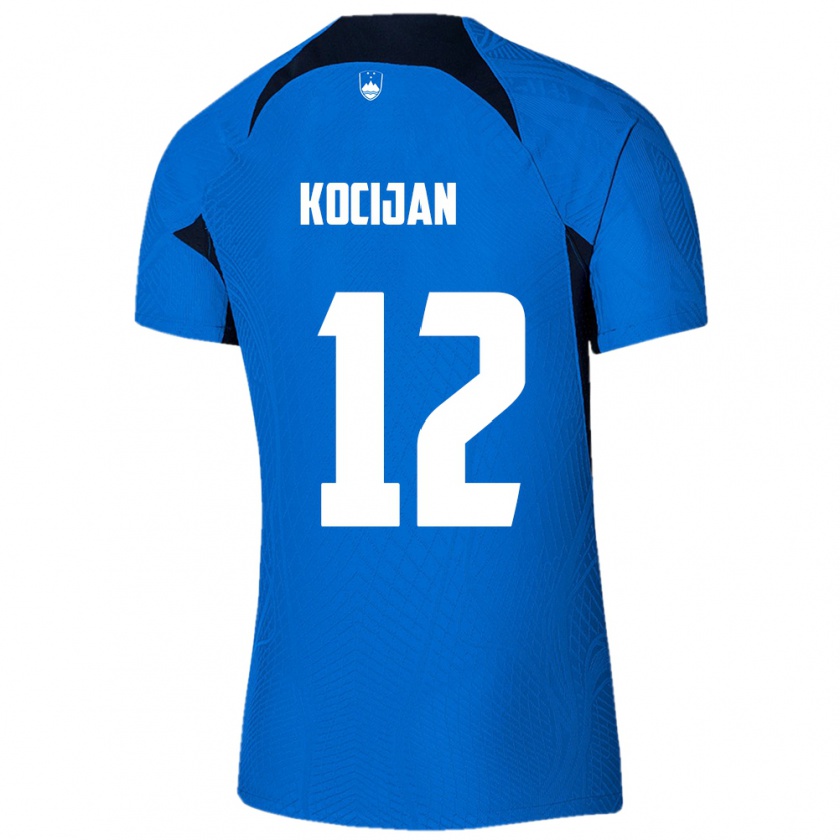 Kandiny Enfant Maillot Slovénie Iva Kocijan #12 Bleu Tenues Extérieur 24-26 T-Shirt