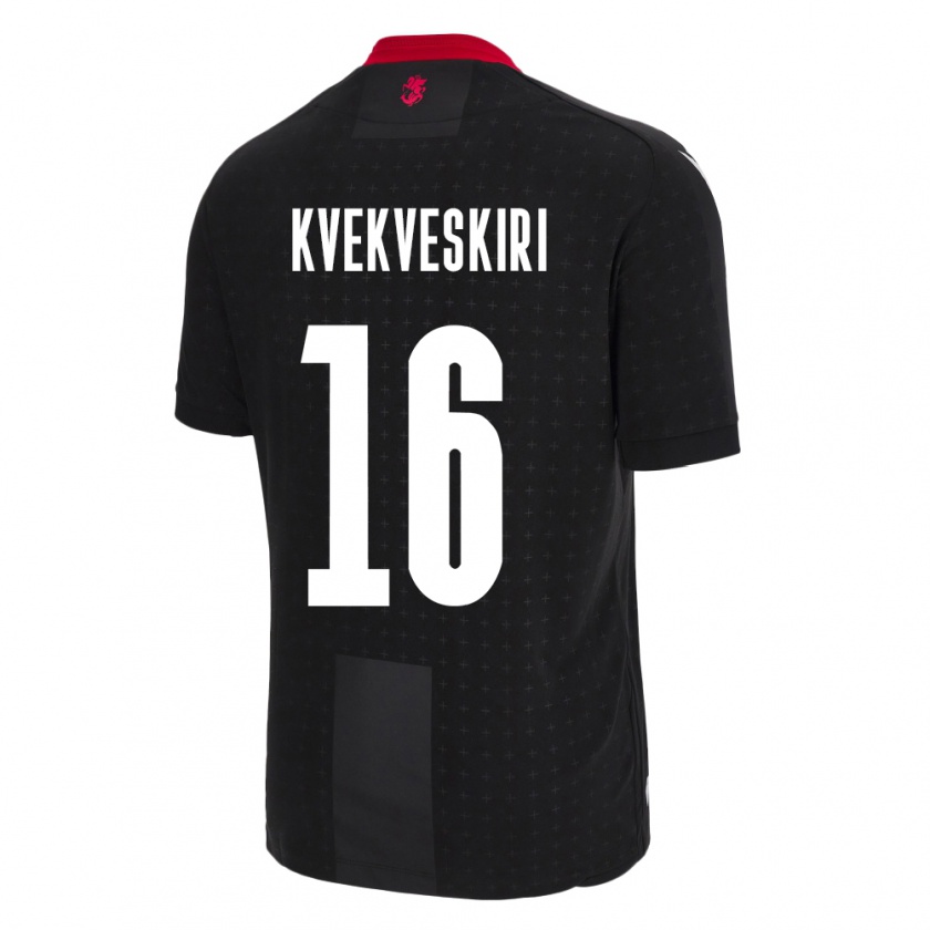 Kandiny Enfant Maillot Géorgie Nika Kvekveskiri #16 Noir Tenues Extérieur 24-26 T-Shirt