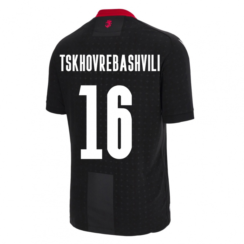 Kandiny Enfant Maillot Géorgie Nikoloz Tskhovrebashvili #16 Noir Tenues Extérieur 24-26 T-Shirt