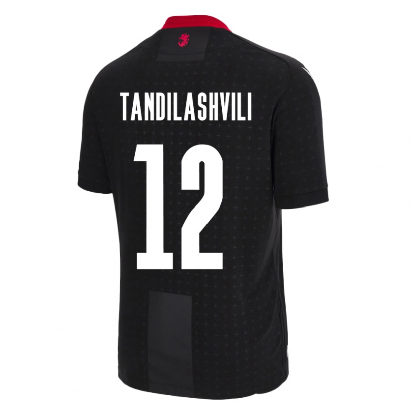 Kandiny Enfant Maillot Géorgie Levan Tandilashvili #12 Noir Tenues Extérieur 24-26 T-Shirt