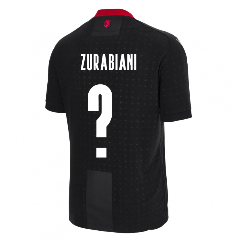 Kandiny Enfant Maillot Géorgie Davit Zurabiani #0 Noir Tenues Extérieur 24-26 T-Shirt