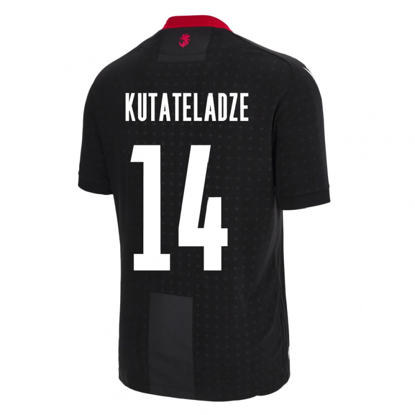 Kandiny Enfant Maillot Géorgie Alexandre Kutateladze #14 Noir Tenues Extérieur 24-26 T-Shirt