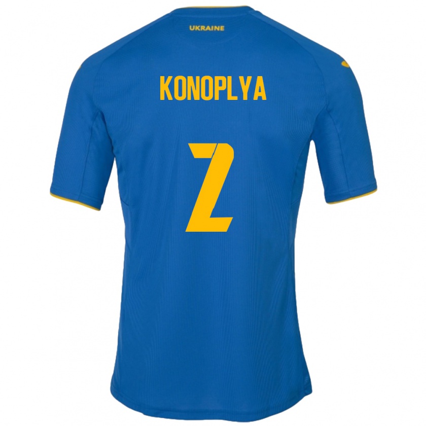 Kandiny Enfant Maillot Ukraine Yukhym Konoplya #2 Bleu Tenues Extérieur 24-26 T-Shirt