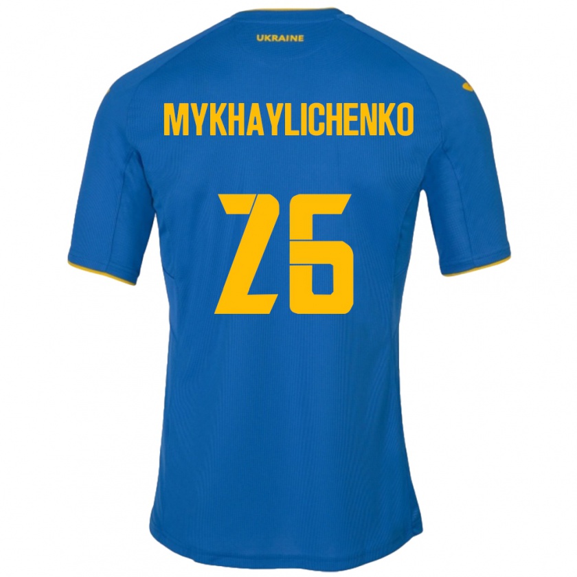 Kandiny Enfant Maillot Ukraine Bogdan Mykhaylichenko #26 Bleu Tenues Extérieur 24-26 T-Shirt