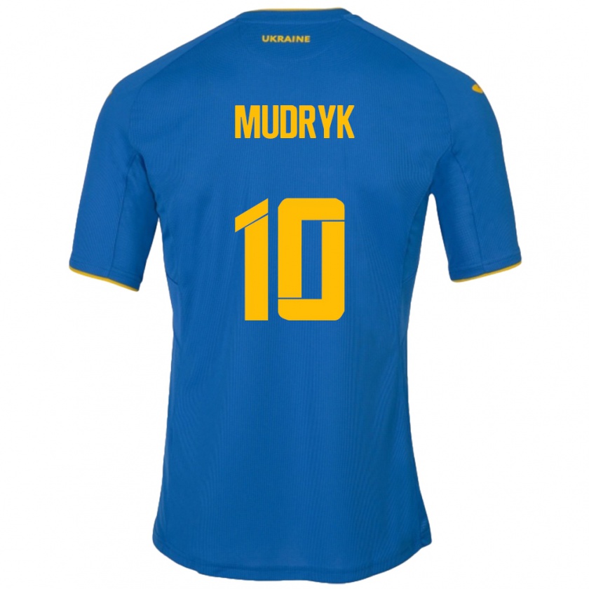 Kandiny Enfant Maillot Ukraine Mykhaylo Mudryk #10 Bleu Tenues Extérieur 24-26 T-Shirt