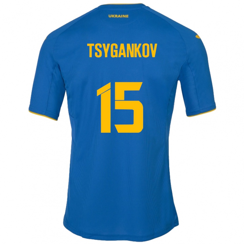 Kandiny Enfant Maillot Ukraine Viktor Tsygankov #15 Bleu Tenues Extérieur 24-26 T-Shirt